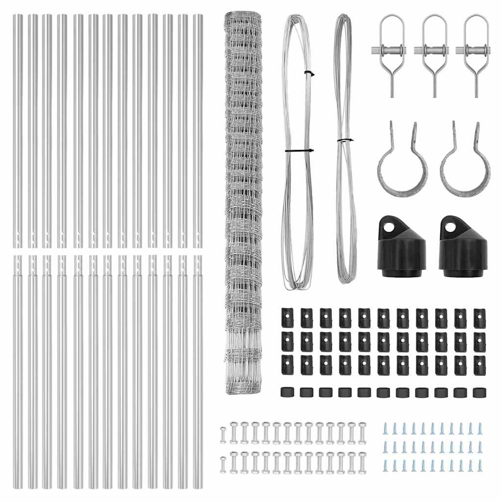 Wildzaun Silber 25 x 1,6 m Verzinkter Stahl